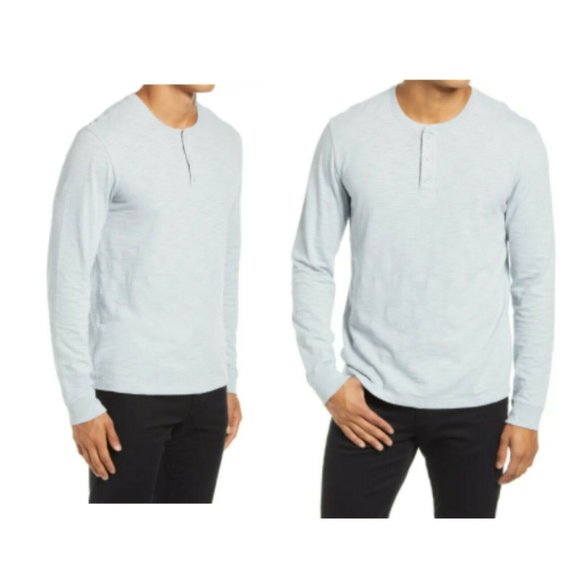 New VINCE Men's Henley Top Shirt Soft Slub Cotton Arctic Mottled Texture $95 XXL